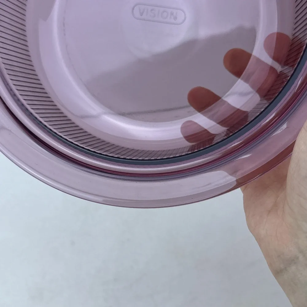 Vision V-32-B Cranberry 1.5 Qt Casserole Dish Corning Ware Glass Pyrex Lid USA